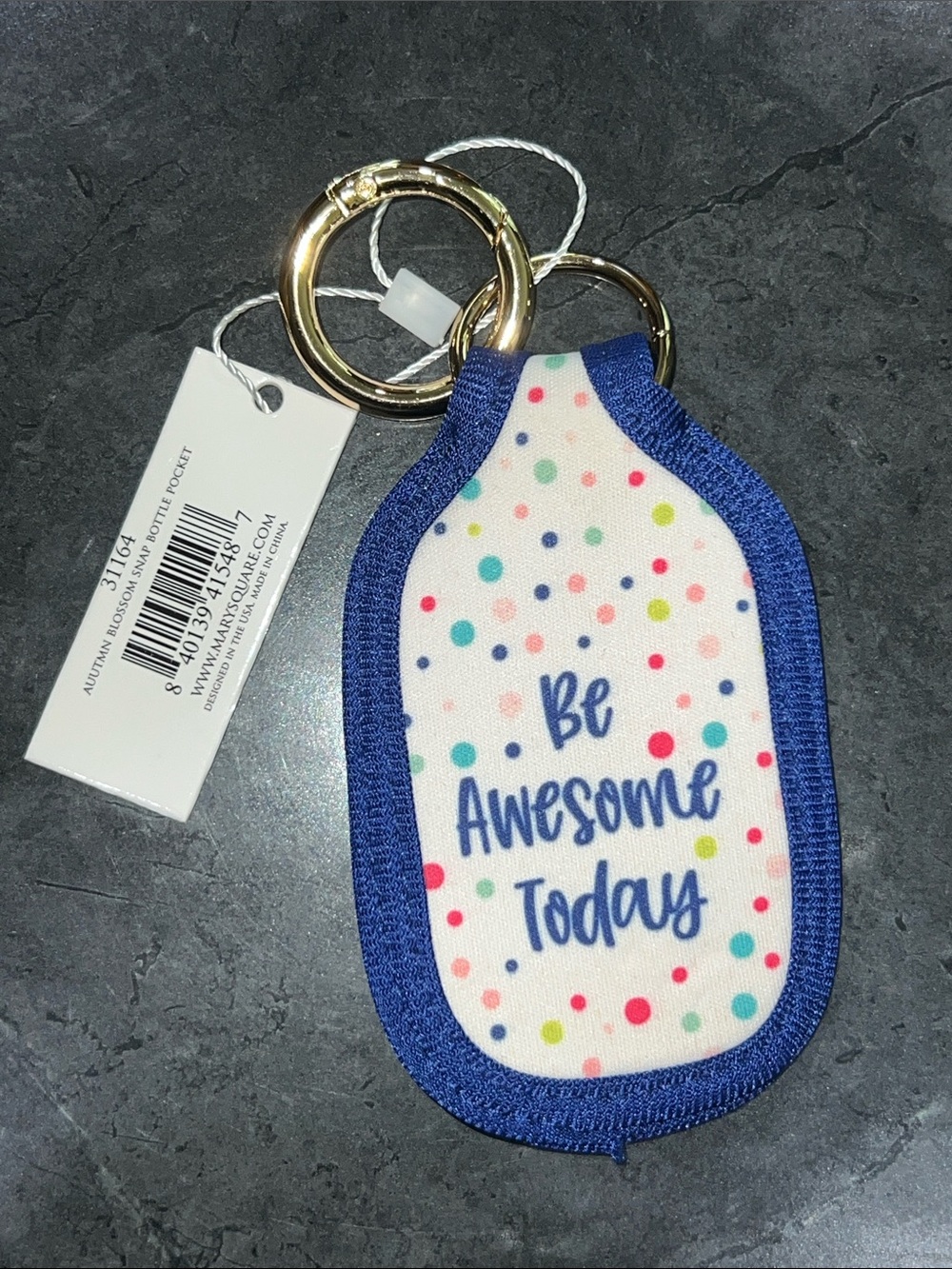 Be Awesome Today Keychain Hand Sanitizer Holder - Blue